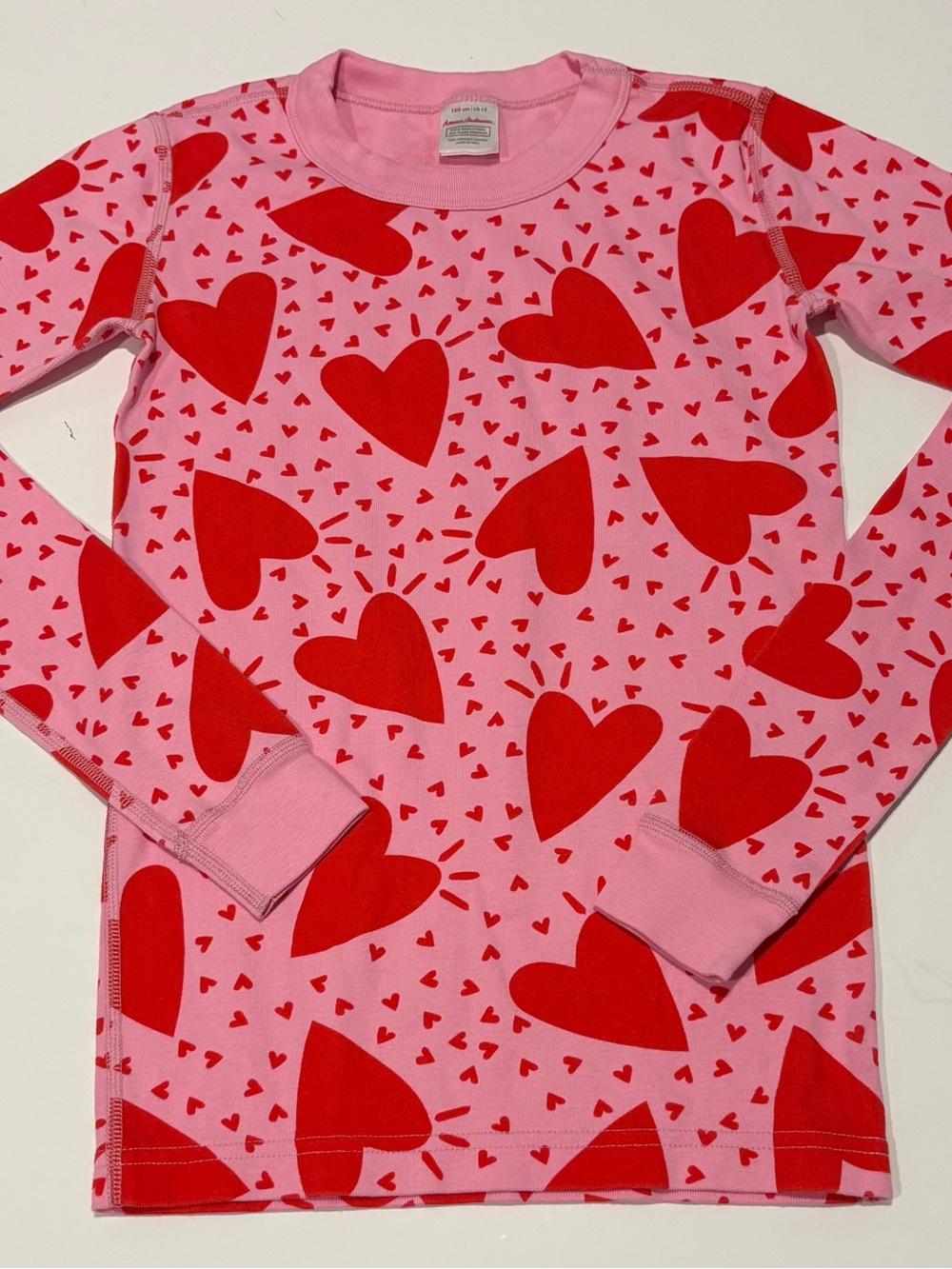 Hanna Anderson Girls Valentine's Long Sleeve Pajama Top Size 12